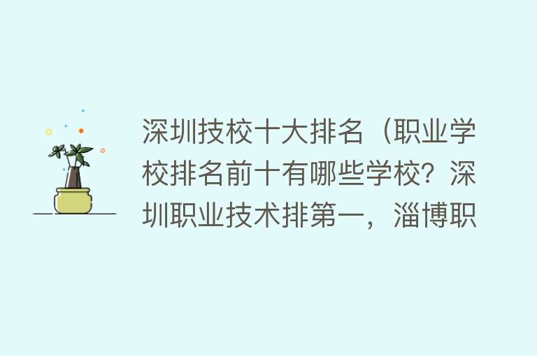 深圳技校十大排名（职业学校排名前十有哪些学校？深圳职业技术排第一，淄博职院第三）