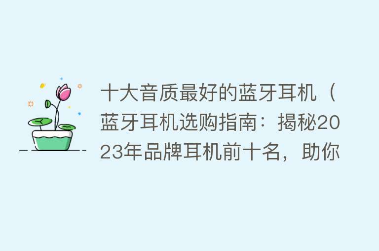 十大音质最好的蓝牙耳机（蓝牙耳机选购指南：揭秘2023年品牌耳机前十名，助你做出明智选择）