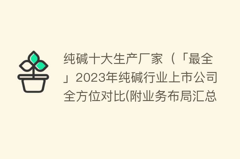 纯碱十大生产厂家（「最全」2023年纯碱行业上市公司全方位对比(附业务布局汇总)）