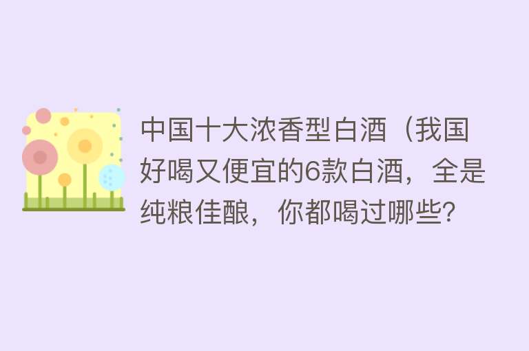 中国十大浓香型白酒（我国好喝又便宜的6款白酒，全是纯粮佳酿，你都喝过哪些？） 