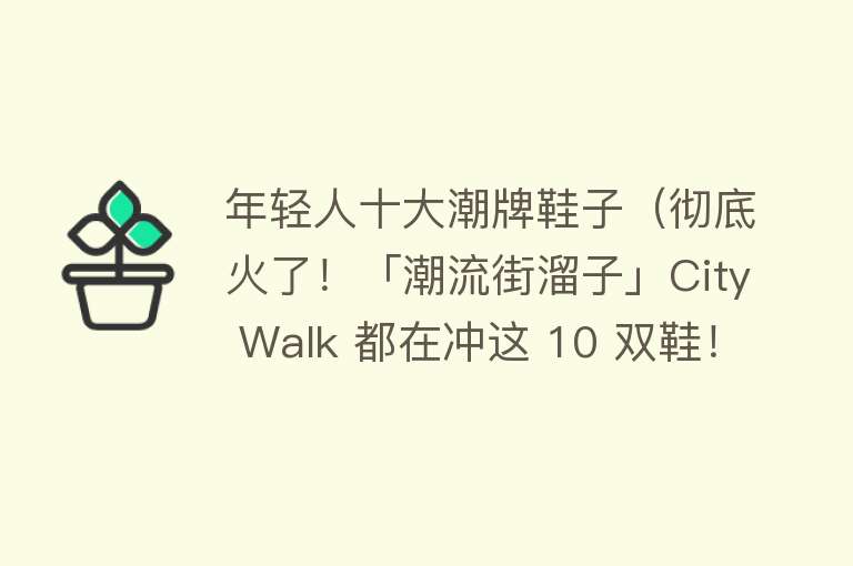 年轻人十大潮牌鞋子（彻底火了！「潮流街溜子」City Walk 都在冲这 10 双鞋！最低几百块就能入门！） 