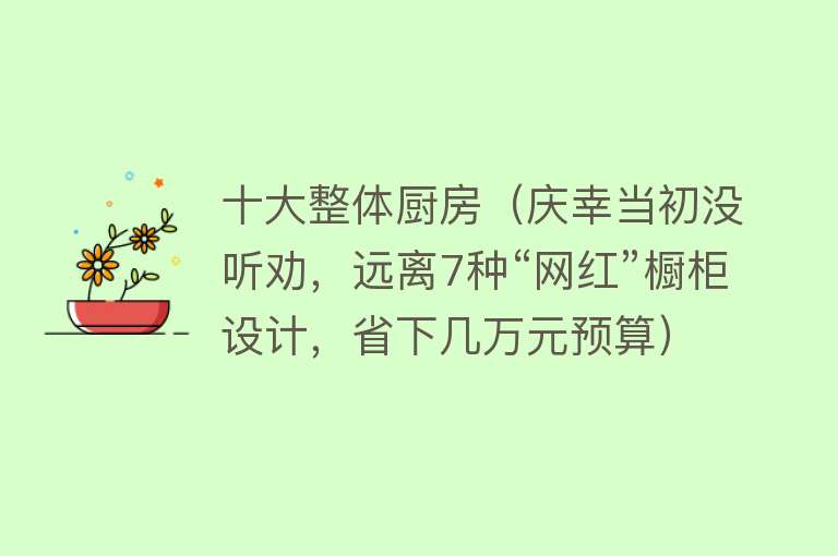 十大整体厨房（庆幸当初没听劝，远离7种“网红”橱柜设计，省下几万元预算） 