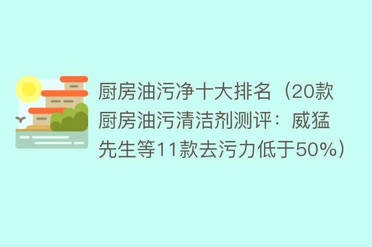 厨房油污净十大排名（20款厨房油污清洁剂测评：威猛先生等11款去污力低于50%）