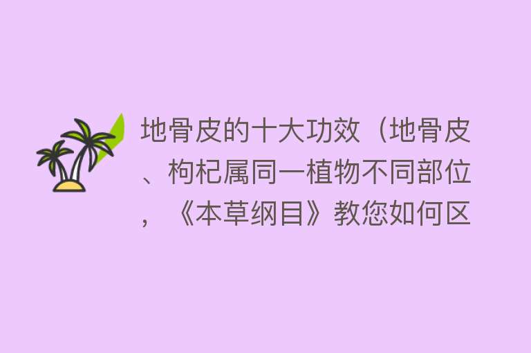 地骨皮的十大功效（地骨皮、枸杞属同一植物不同部位，《本草纲目》教您如何区别应用） 