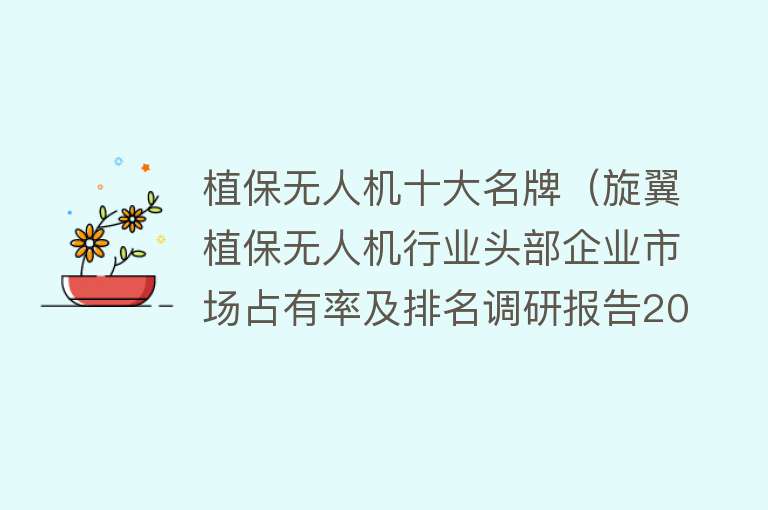 植保无人机十大名牌（旋翼植保无人机行业头部企业市场占有率及排名调研报告2023）