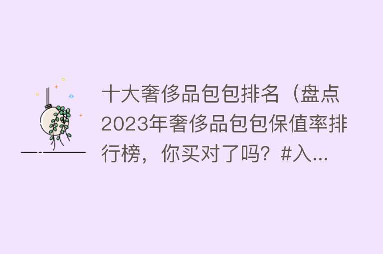 十大奢侈品包包排名（盘点2023年奢侈品包包保值率排行榜，你买对了吗？#入...）