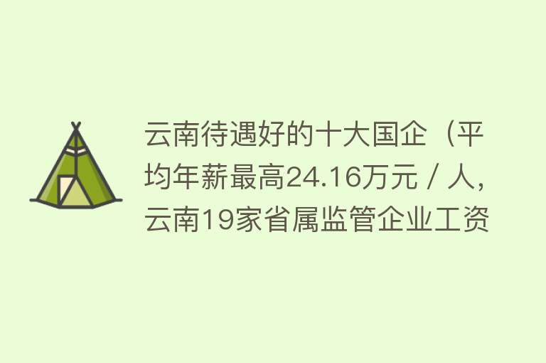 云南待遇好的十大国企（平均年薪最高24.16万元／人，云南19家省属监管企业工资信息披露）