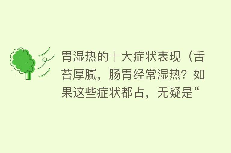 胃湿热的十大症状表现（舌苔厚腻，肠胃经常湿热？如果这些症状都占，无疑是“湿热体质”） 