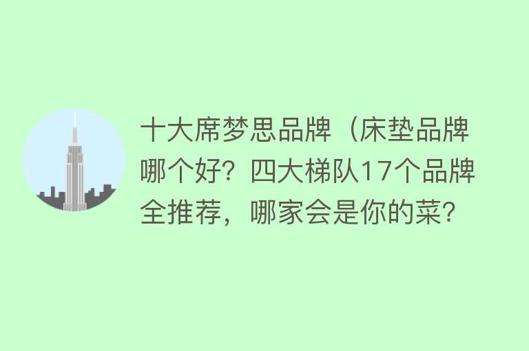 十大席梦思品牌（床垫品牌哪个好？四大梯队17个品牌全推荐，哪家会是你的菜？） 