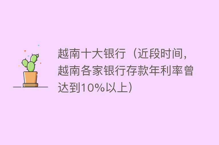 越南十大银行（近段时间，越南各家银行存款年利率曾达到10%以上） 