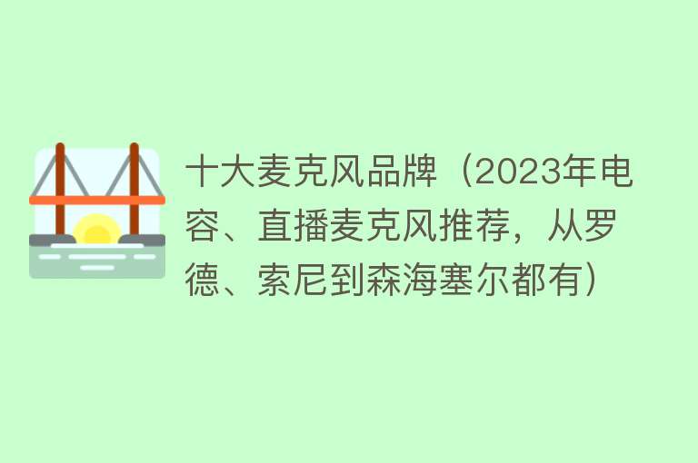 十大麦克风品牌（2023年电容、直播麦克风推荐，从罗德、索尼到森海塞尔都有）