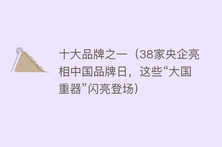 十大品牌之一（38家央企亮相中国品牌日，这些“大国重器”闪亮登场） 