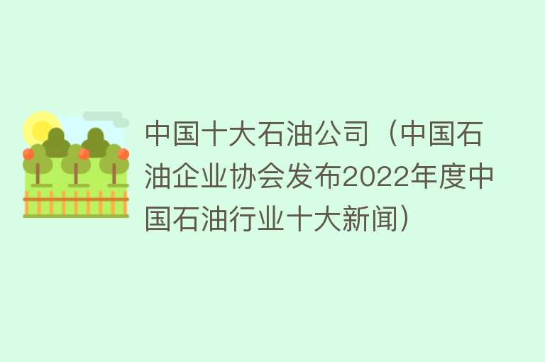 中国十大石油公司（中国石油企业协会发布2022年度中国石油行业十大新闻）