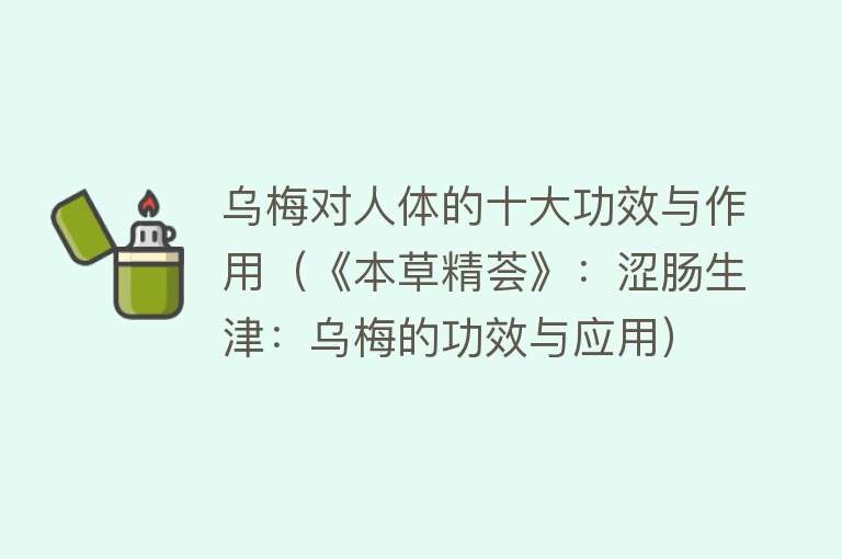 乌梅对人体的十大功效与作用（《本草精荟》：涩肠生津：乌梅的功效与应用） 