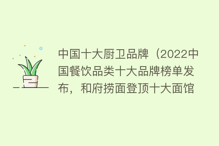 中国十大厨卫品牌（2022中国餐饮品类十大品牌榜单发布，和府捞面登顶十大面馆品牌）