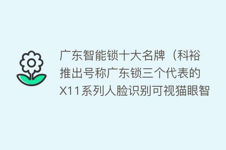 广东智能锁十大名牌（科裕推出号称广东锁三个代表的X11系列人脸识别可视猫眼智能门锁）