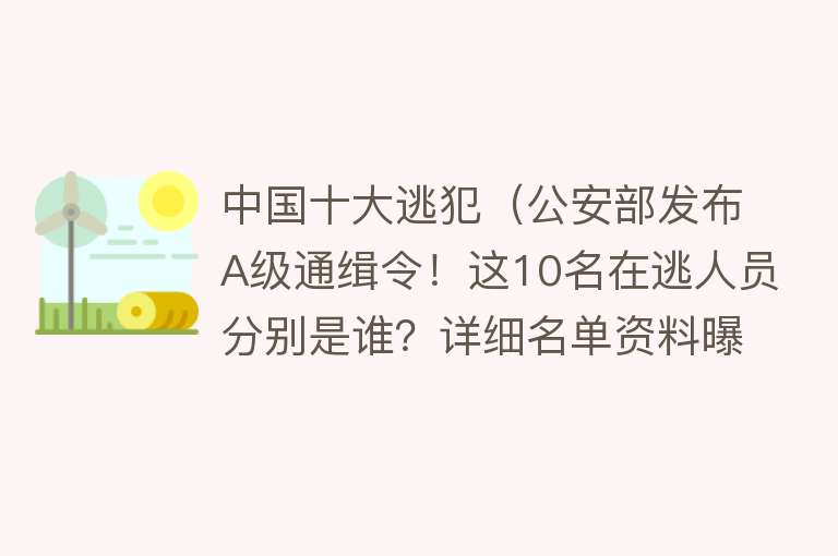 中国十大逃犯（公安部发布A级通缉令！这10名在逃人员分别是谁？详细名单资料曝光）