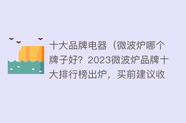 十大品牌电器（微波炉哪个牌子好？2023微波炉品牌十大排行榜出炉，买前建议收藏）