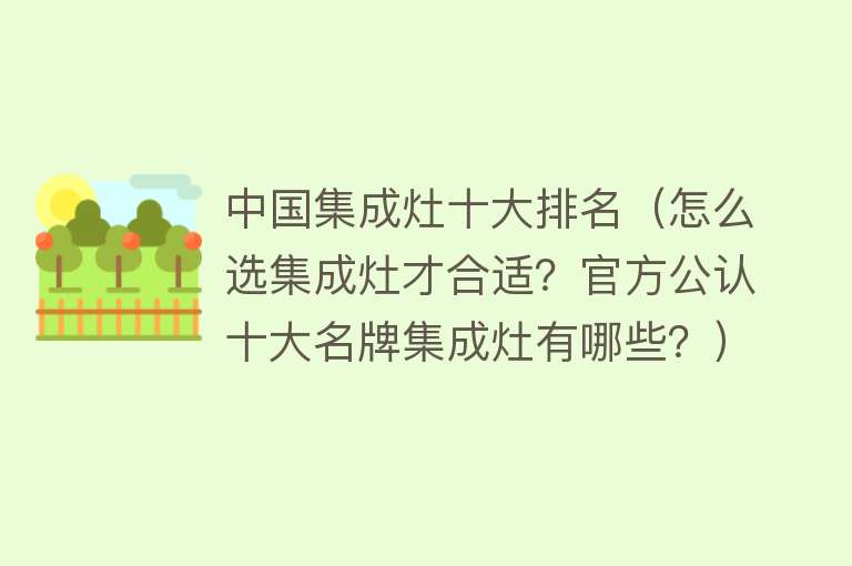 中国集成灶十大排名（怎么选集成灶才合适？官方公认十大名牌集成灶有哪些？）