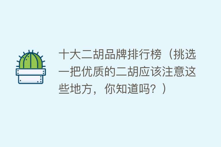 十大二胡品牌排行榜（挑选一把优质的二胡应该注意这些地方，你知道吗？）