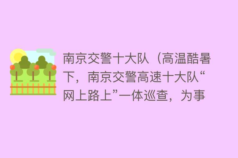 南京交警十大队（高温酷暑下，南京交警高速十大队“网上路上”一体巡查，为事故车辆解困）