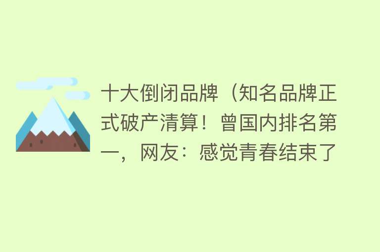 十大倒闭品牌（知名品牌正式破产清算！曾国内排名第一，网友：感觉青春结束了） 