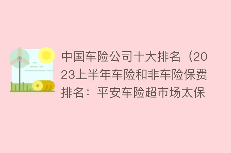 中国车险公司十大排名（2023上半年车险和非车险保费排名：平安车险超市场太保非车超市场）