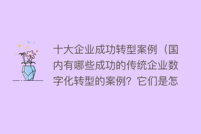 十大企业成功转型案例（国内有哪些成功的传统企业数字化转型的案例？它们是怎么做到的？）