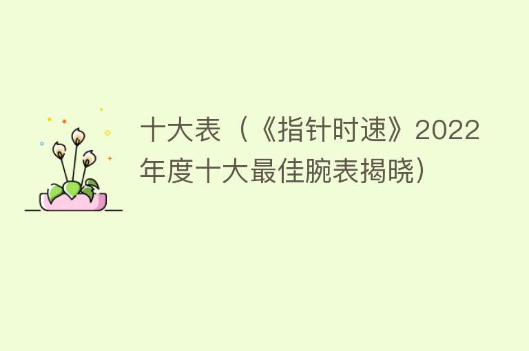 十大表（《指针时速》2022年度十大最佳腕表揭晓）