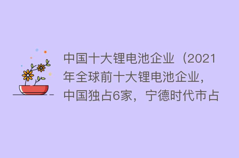 中国十大锂电池企业（2021年全球前十大锂电池企业，中国独占6家，宁德时代市占率第一）