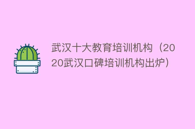 武汉十大教育培训机构（2020武汉口碑培训机构出炉）