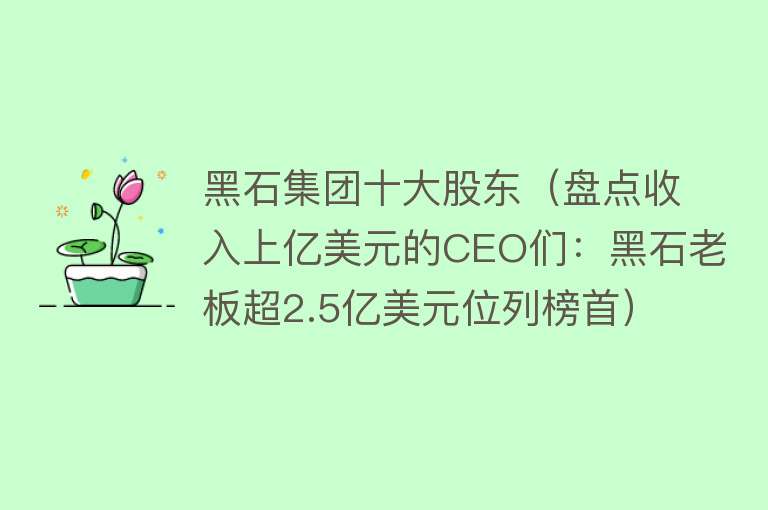 黑石集团十大股东（盘点收入上亿美元的CEO们：黑石老板超2.5亿美元位列榜首）