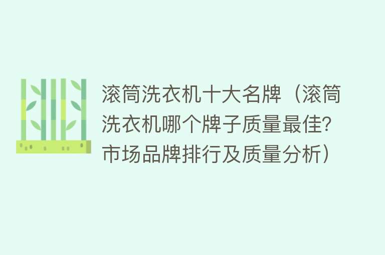 滚筒洗衣机十大名牌（滚筒洗衣机哪个牌子质量最佳？市场品牌排行及质量分析）