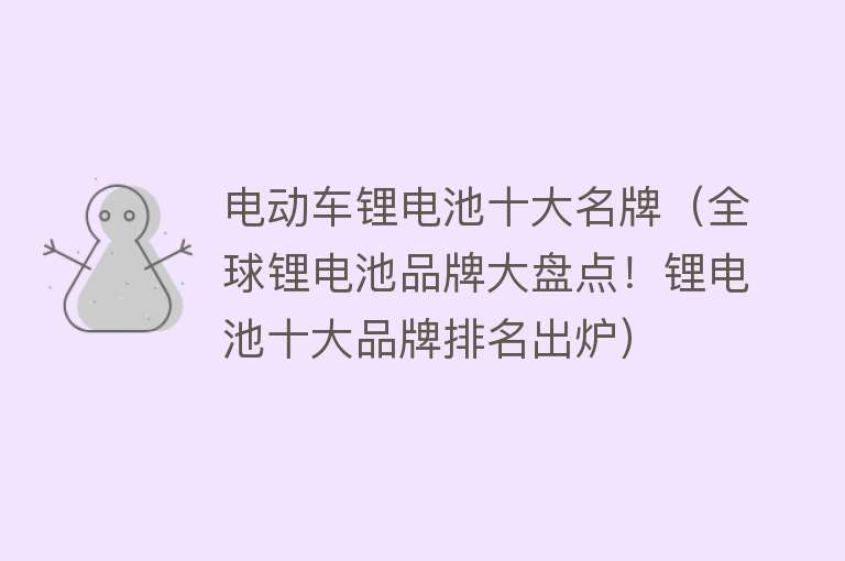 电动车锂电池十大名牌（全球锂电池品牌大盘点！锂电池十大品牌排名出炉）