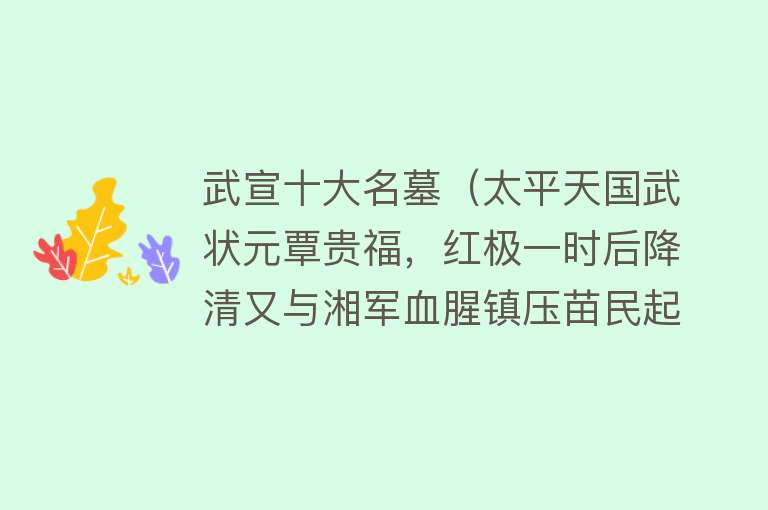 武宣十大名墓（太平天国武状元覃贵福，红极一时后降清又与湘军血腥镇压苗民起义）