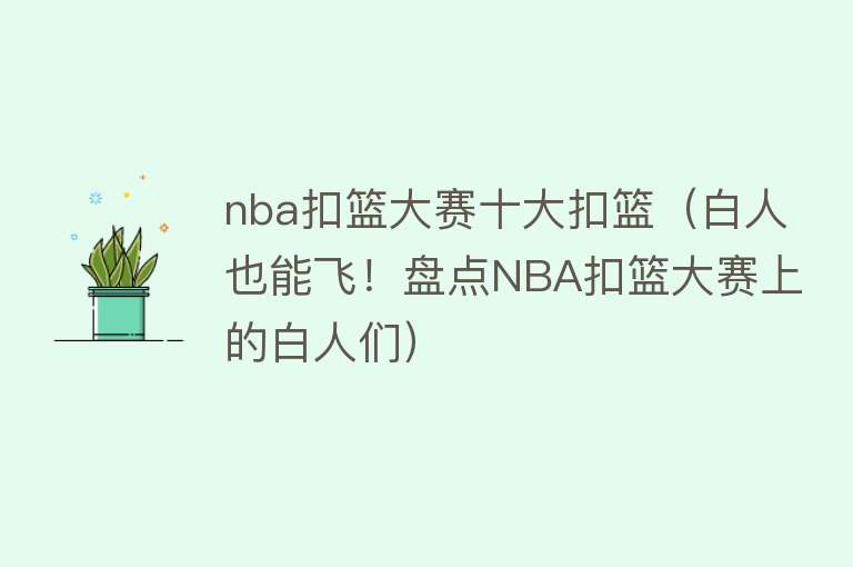 nba扣篮大赛十大扣篮（白人也能飞！盘点NBA扣篮大赛上的白人们）