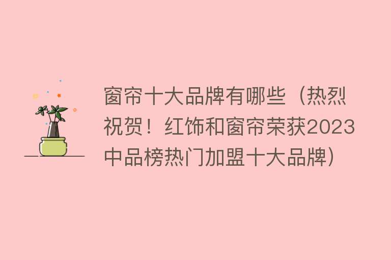 窗帘十大品牌有哪些（热烈祝贺！红饰和窗帘荣获2023中品榜热门加盟十大品牌）