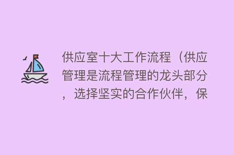 供应室十大工作流程（供应管理是流程管理的龙头部分，选择坚实的合作伙伴，保质保量）