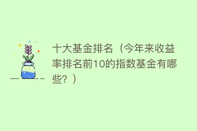 十大基金排名（今年来收益率排名前10的指数基金有哪些？）