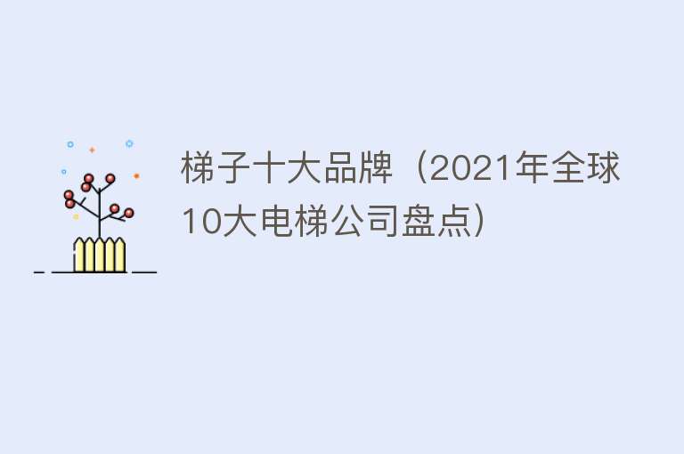 梯子十大品牌（2021年全球10大电梯公司盘点）