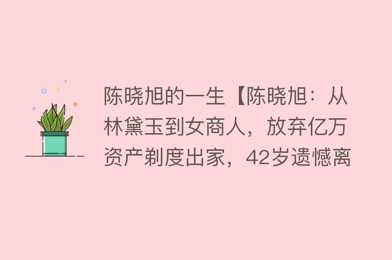 陈晓旭的一生【陈晓旭：从林黛玉到女商人，放弃亿万资产剃度出家，42岁遗憾离世】