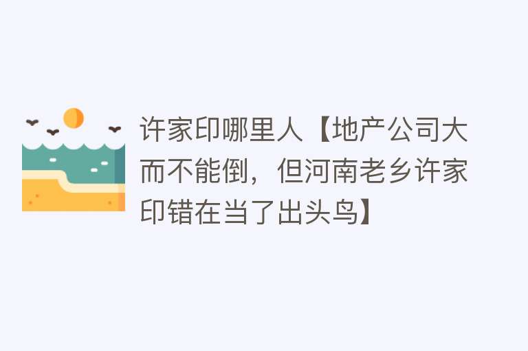 许家印哪里人【地产公司大而不能倒，但河南老乡许家印错在当了出头鸟】