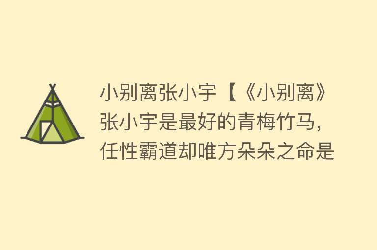 小别离张小宇【《小别离》张小宇是最好的青梅竹马，任性霸道却唯方朵朵之命是从】