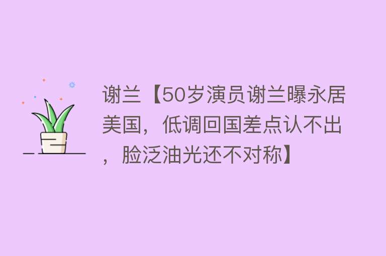 谢兰【50岁演员谢兰曝永居美国，低调回国差点认不出，脸泛油光还不对称】