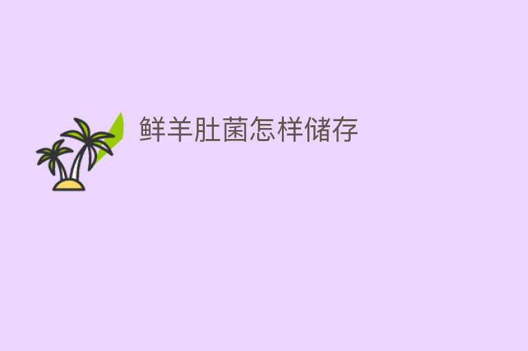 鲜羊肚菌怎样储存