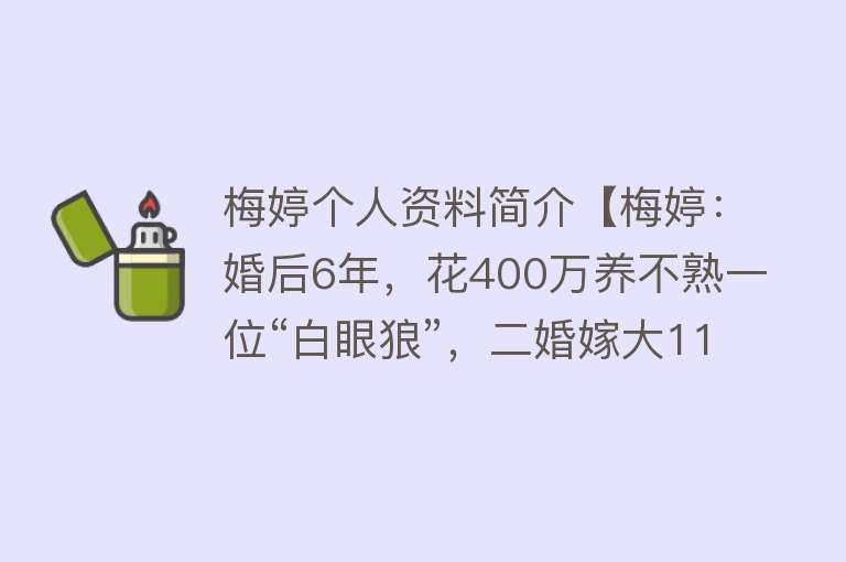 梅婷个人资料简介【梅婷：婚后6年，花400万养不熟一位“白眼狼”，二婚嫁大11岁老公】