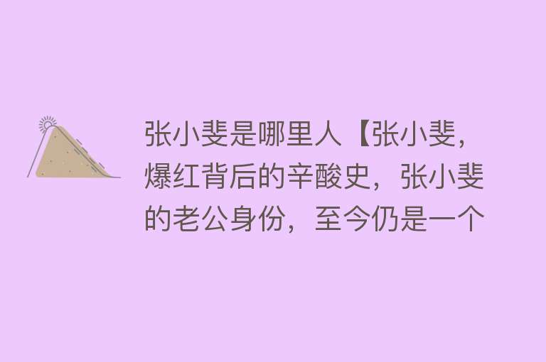 张小斐是哪里人【张小斐，爆红背后的辛酸史，张小斐的老公身份，至今仍是一个谜？】