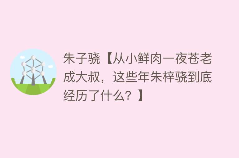 朱子骁【从小鲜肉一夜苍老成大叔，这些年朱梓骁到底经历了什么？】