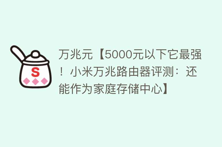 万兆元【5000元以下它最强！小米万兆路由器评测：还能作为家庭存储中心】