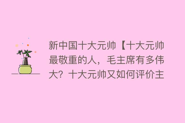 新中国十大元帅【十大元帅最敬重的人，毛主席有多伟大？十大元帅又如何评价主席？】